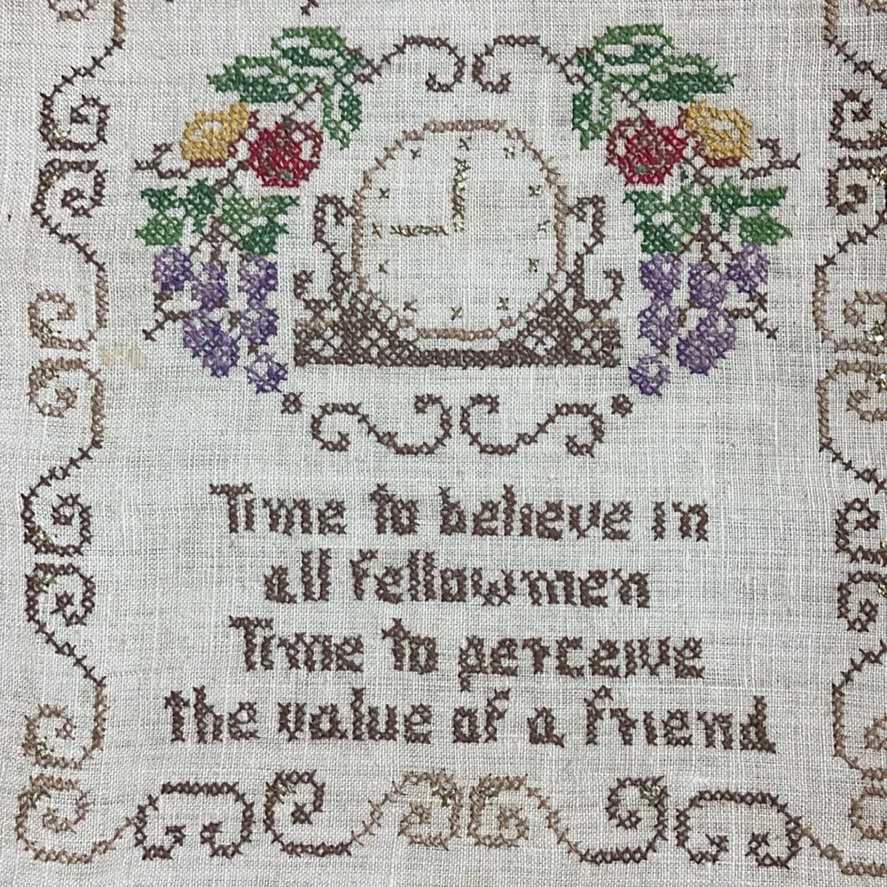 Vintage cross stitch tapestry no frame-this is a dying art & harder to find